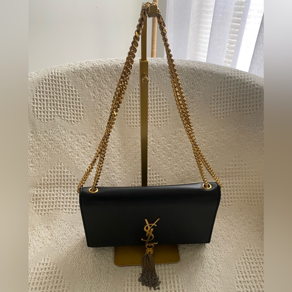 ✅💯Authentic Saint Laurent Black Leather Kate Tassel